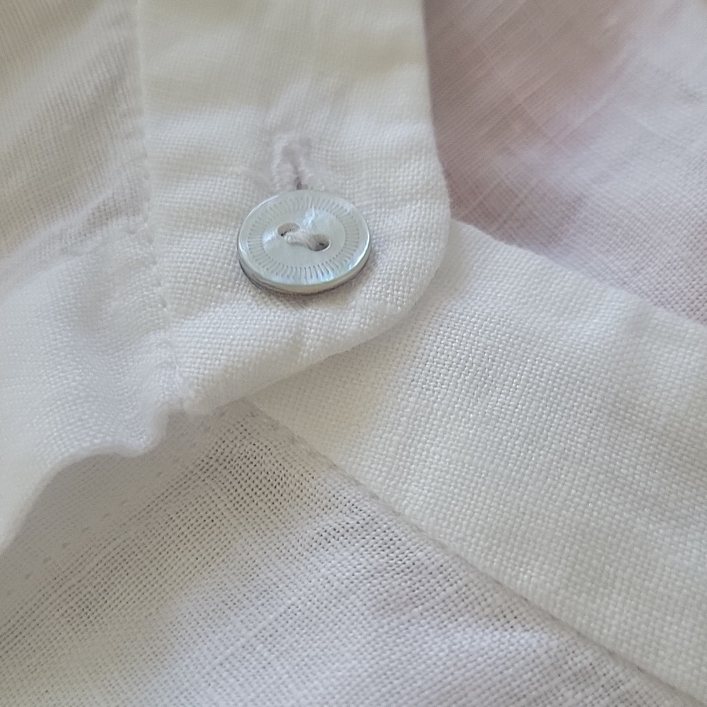 Eileen Fisher Organic Handkerchief Linen Mandarin Collar Shirt - Picture 10 of 15